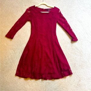 Lulus lace red long sleeve dress